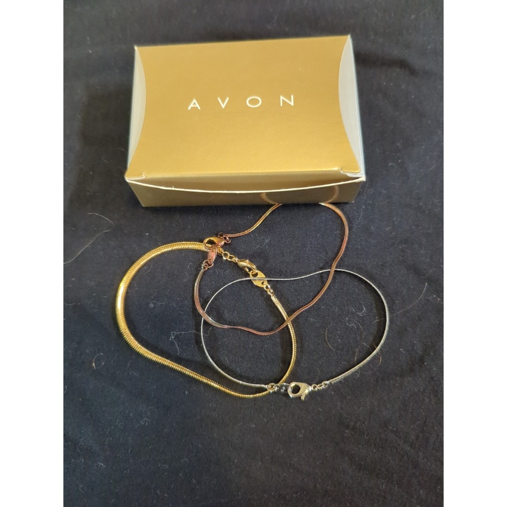 Vintage Avon‎ Tri-tone Bracelet Trio Set - Large With Packaging